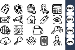 Line Art Security Icon Set For Digital Design Product Image 1