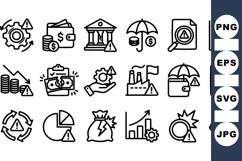 Financial Risk Alert Icon Vector Set For Business Use Product Image 1