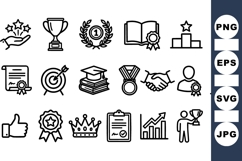 Achievement Awards Icon Set For Business And Education Product Image 1