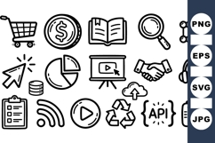 Hand Drawn Business Technology Icon Clipart Set Product Image 1