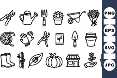 Line Art Gardening Tool Icons Bundle Set Product Image 1