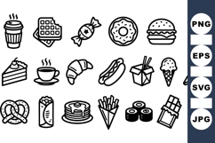 Hand Drawn Fast Food Vector Clipart Bundle Product Image 1