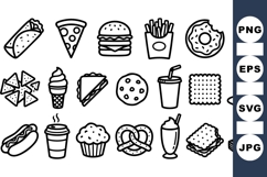 Hand Drawn Fast Food Icon Clipart Bundle Product Image 1
