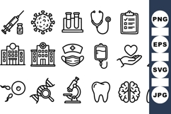 Minimal Medical Icon SVG Clipart Bundle for Health Projects Product Image 1