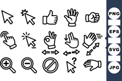 Minimal Line Hand Cursor Icon Set For UI Design Product Image 1