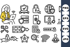 Cybersecurity Icon Vector Clipart Bundle For Tech Use Product Image 1