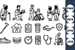 Line Art Senior Care Healthcare Icon Bundle Product Image 1