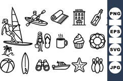 Hand Drawn Summer Beach Icon Set Bundle Product Image 1