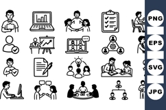 Business Meeting And Teamwork Icon Set Bundle Product Image 1