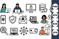 Cybersecurity Icon Vector Set for Digital Protection Product Image 1