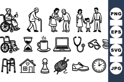 Elderly Care Icon Set for Health and Family Use Product Image 1