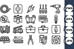 Electrical Tools Icon Vector Set For Crafts Product Image 1