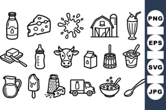 Milk Dairy Products Icon Clipart Bundle Set Product Image 1