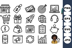 Line Art Business Icon Set for Marketing and Finance Product Image 1