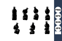 Crushed plastic bottles collection silhouette vector set sho Product Image 1