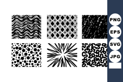 Abstract black and white seamless patterns with waves dots d Product Image 1