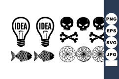 Set of creative idea light bulbs skull and crossbones fish a Product Image 1