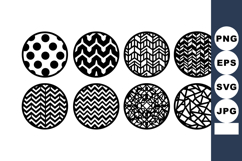 Set of eight vector circles with different black and white g Product Image 1