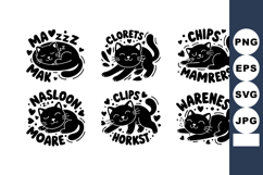 Cute playful black cat doodles with funny misspelled words i Product Image 1