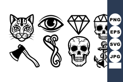 Tiger head eye diamond skull axe tribal skull anchor vector Product Image 1