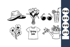 Spring sale vector with flowers hat sunglasses and refreshin Product Image 1
