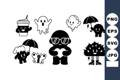 Cute vector icons set with ghost, coffee, umbrella, butterfl Product Image 1
