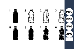Plastic water bottles in various shapes and silhouettes vect Product Image 1