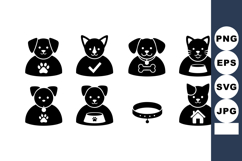 Pet icons with dogs and cats in simple black silhouette styl Product Image 1
