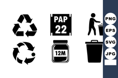 Recycling symbols and waste disposal icons including pap 22 Product Image 1