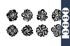 Black floral swirl abstract decorative vector elements for d Product Image 1