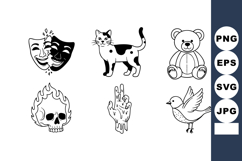 Six black and white vector icons featuring comedy tragedy ma Product Image 1