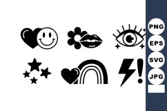 Collection of simple black love smiley eye star lightning ve Product Image 1