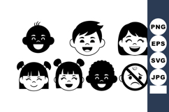 Diverse happy children faces with different hairstyles and e Product Image 1