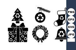 Monochrome Eco Christmas Icons - Tree Gift Wreath Bauble Product Image 1