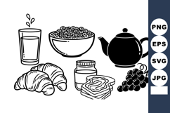 Minimal Black and White Breakfast Icons Set Product Image 1