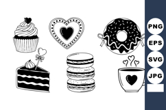 Valentine Dessert Doodles - Cupcake Donut Macaron Product Image 1