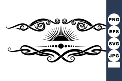 Tribal Tattoo Sunburst Divider with Swirling Flourishes Product Image 1