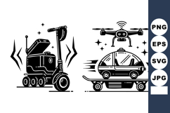 Futuristic Delivery Scooter Robot with Drone &amp; Pod Car Product Image 1