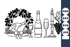 Festive Line Art Christmas Dinner Coloring Page Product Image 1