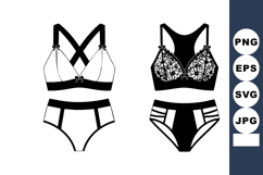 Minimal Black Lingerie Set Vector Silhouette Product Image 1