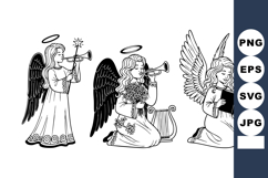 Guardian Angel Trio Christmas Line Art Product Image 1