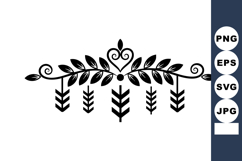 Minimal Folk Vine Heart Arrow Border SVG Product Image 1