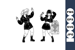 Retro Rockabilly Girls Singing By Jukebox Product Image 1