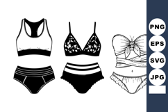 Monochrome Flat Underwear Vector Set: Sports Lace Bandeau Product Image 1