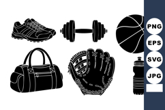 Monochrome Flat Sports Equipment Set - Icons Product Image 1