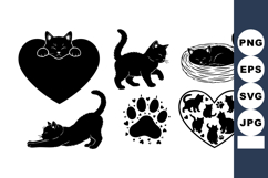 Cute Black Cat Valentine Vector Set Product Image 1