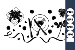 Minimalist Valentine Dinner Table Vector Art Product Image 1