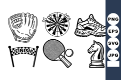Bold Black and White Sports Vector Icons Set Product Image 1
