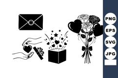 Minimalist Valentine Silhouette Icon Set Product Image 1