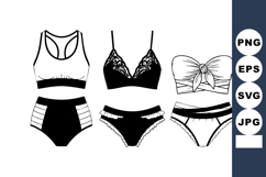 Flat Fashion Vector Lingerie &amp; Bikini Set - 6 Pieces Product Image 1
